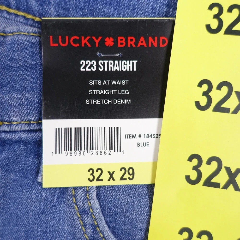 Lucky Brand 223 Straight Leg Mens Blue Stretch Denim Jeans 32x29 NEW 1845290
